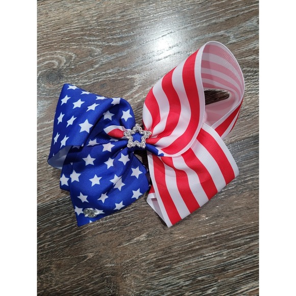 JoJo Siwa Other - JoJo Siwa American Flag Hair Bow Patriotic Red White Blue Rhinestone Clip #5
